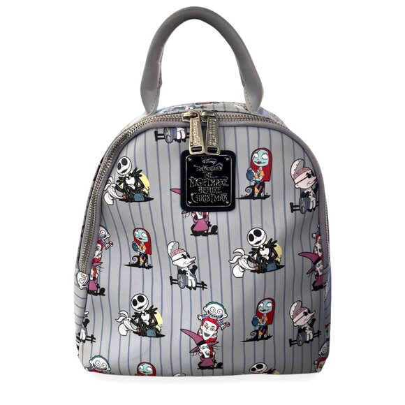 Loungefly Disney Nightmare Before Christmas Chibi Characters Grey Mini Backpack - Picture 1 of 6